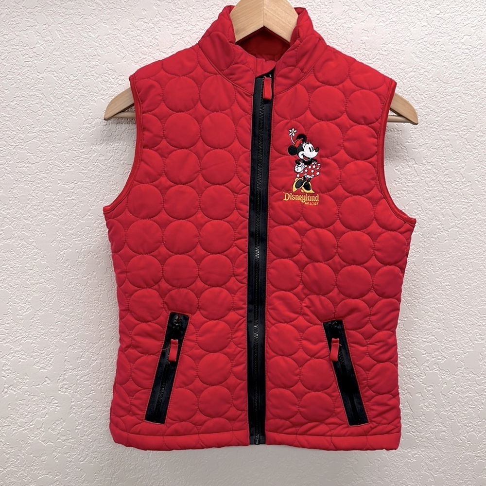 Disneyland Resort Minnie Mouse Red Quilted Zip Up Vest XS